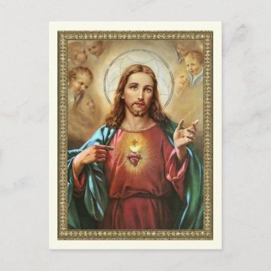 Heiliges Herz Jesu Religiös Vintag Postkarte (Vorderseite)