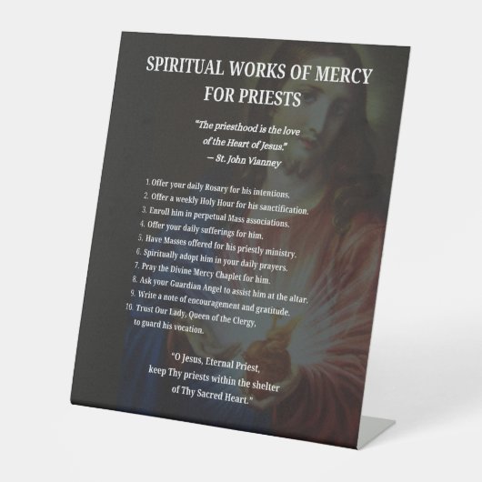 Heiliges Herz Jesu Spirituelle Werke für Priester Sockelschild (Vorderseite)