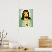 Heiliges Herz Jesu Traditionelles blaues Tonposter Poster (Küche)