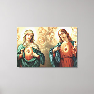Heiliges Herz Jesu Unbeflecktes Herz Maria Leinwanddruck