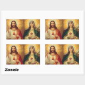Heiliges Herz Jesu und Jungfrau Maria Rechteckiger Aufkleber (Blatt)
