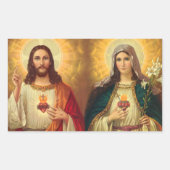 Heiliges Herz Jesu und Jungfrau Maria Rechteckiger Aufkleber (Vorderseite)
