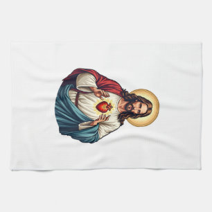 Heiliges Herz Jesu Vintage-Engraving-Shirt 2 Geschirrtuch