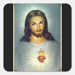 Heiliges Herz Jesus Christus Stationäre Engel Quadratischer Aufkleber