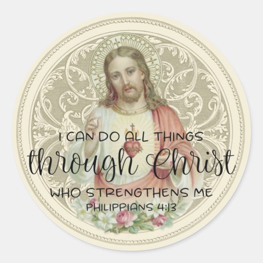 Heiliges Herz Jesus Religiöse Vintag katholische Runder Aufkleber (Vorderseite)