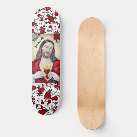 Heiliges Herz Jesus Skateboard DEINEN NAMEN (Vorderseite)