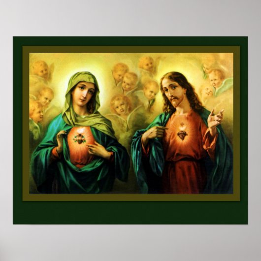 Heiliges Herz Jesus & Unbeflecktes Herz Maria Poster (Vorne)