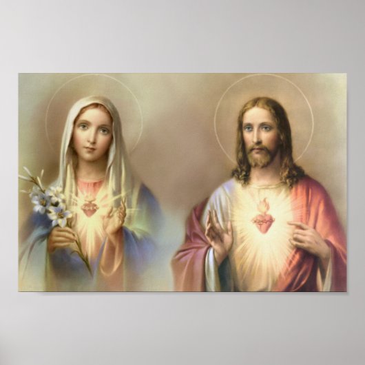 Heiliges Herz Jesus verkörpert Maria religiös Poster (Vorne)