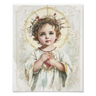 Heiliges Herz Kind Jesus Vintage religiös Fotodruck