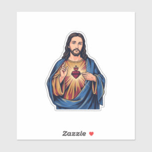 Heiliges Herz Vintage Gravur Religiöser Vektor De Aufkleber