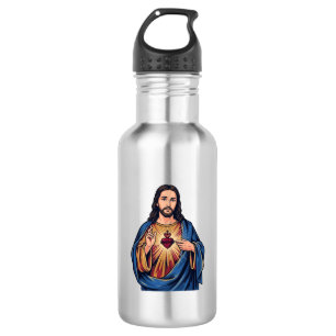 Heiliges Herz Vintage Gravur Religiöser Vektor De Edelstahlflasche