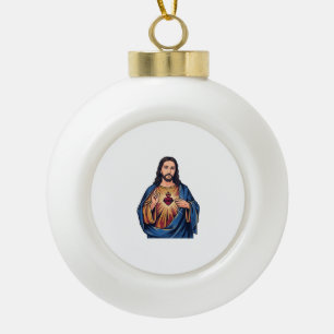 Heiliges Herz Vintage Gravur Religiöser Vektor De Keramik Kugel-Ornament