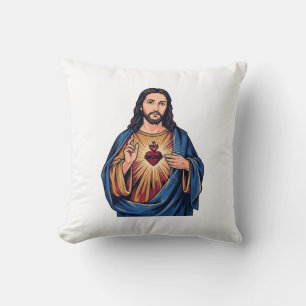 Heiliges Herz Vintage Gravur Religiöser Vektor De Kissen