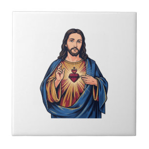 Heiliges Herz Vintage-Stich religiöser Vektor De Fliese