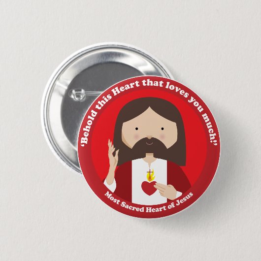 Heiliges Herz von Jesus Button (Vorne & Hinten)