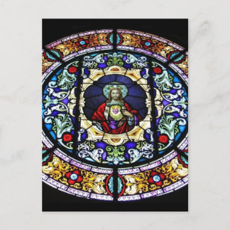 Heiliges Herz von Jesus festgehaltenes Glasfenster Postkarte