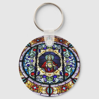 Heiliges Herz von Jesus festgehaltenes Glasfenster Schlüsselanhänger