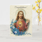 Heiliges Herz von Jesus Floral Herzlichen Glückwun Karte (Gelbe Blume)