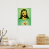 Heiliges Herz von Jesus Green Tone Poster (Küche)