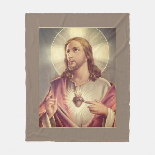 Heiliges Herz von Jesus-Herzen mit den Dornen Fleecedecke (Vorderseite)