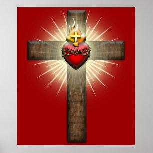Heiliges Herz von Jesus-Kreuz Poster