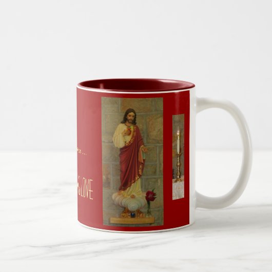 Heiliges Herz von Jesus-Tasse Zweifarbige Tasse (Rechts)