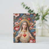 Heiliges Herz von Maria Religious Postkarte (Stehend Vorderseite)
