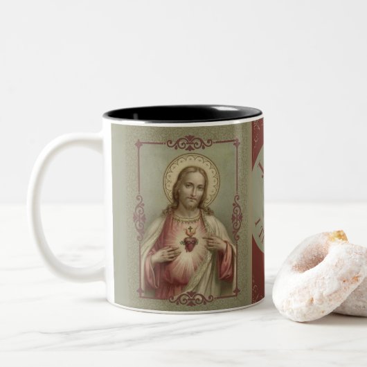 Heiliges Herz von Vertrauen Jesuss I in Ihnen Zweifarbige Tasse (Mit Donut)