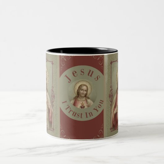 Heiliges Herz von Vertrauen Jesuss I in Ihnen Zweifarbige Tasse (Mittel)