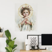 Heiliges Herzkind Jesus Vintag Religiös Poster (Heimbüro)