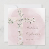 Heiliges Kreuz auf staubige rosa Aquarellfarbenbes Einladung (Vorderseite)