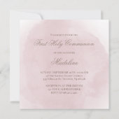 Heiliges Kreuz auf staubrosa Erste Heilige Kommune Einladung (Rückseite)