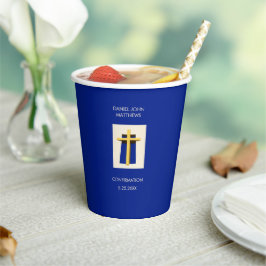 Heiliges Kreuz Fett blaues religiöses Party Pappbecher