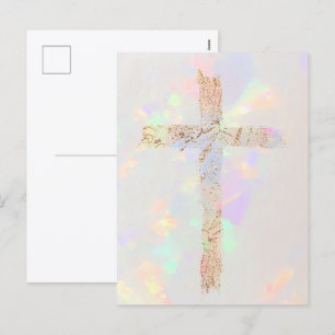 heiliges Kreuz-Opal-Design christlich Feiertagspostkarte