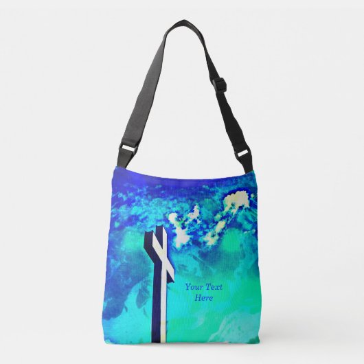 Heiliges Kreuz Sapphire Blue N Aqua Tragetaschen Mit Langen Trägern (Vorderseite)