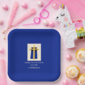 Heiliges Kreuz und mutige blaue religiöse Bestätig Pappteller (Party)