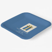 Heiliges Kreuz und Sky Blue Religious Confirmation Pappteller (Gewinkelt)