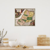 Heiliges Land und die Stämme Israels. Kartenposter Poster (Küche)