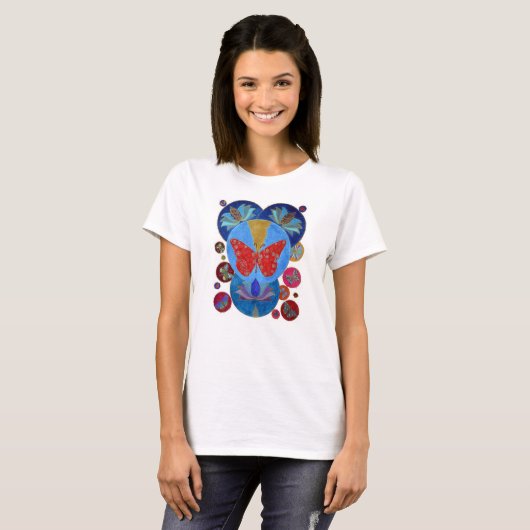 Heiliges Lotus u. der Schmetterling T-Shirt (Vorne ganz)
