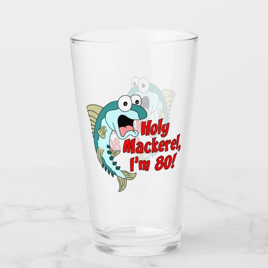 Heiliges Makrelenglas Ich bin 80 Funny Fishing Gla Glas (Vorderseite)