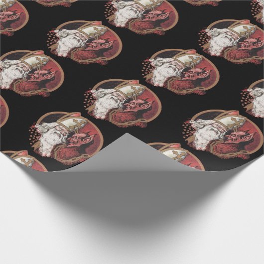 Heiliges Nicholas und Krampus Geschenkpapier (Ecke)