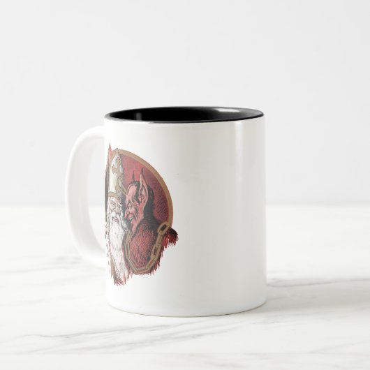 Heiliges Nicholas und Krampus Zweifarbige Tasse (Vorderseite Links)