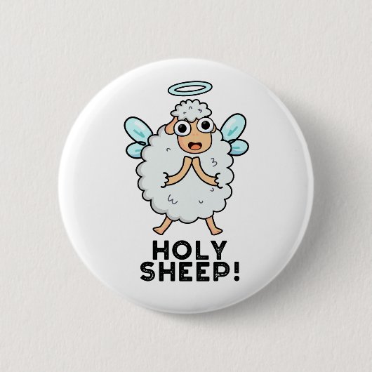 Heiliges Schaf Lustiger Tierwitz Button (Vorderseite)