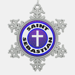 Heiliges Sebastian Schneeflocken Zinn-Ornament