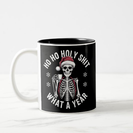 Heiliges Shirt Was ein Jahr Weihnachten Spaß Skele Zweifarbige Tasse (Links)