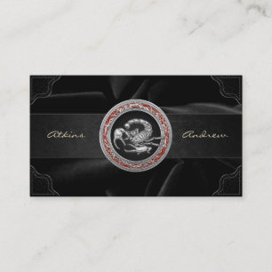 Heiliges Silberkorpion auf schwarz Visitenkarte