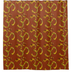 Heiliges Symbol OM / Om gold & Mantra Duschvorhang