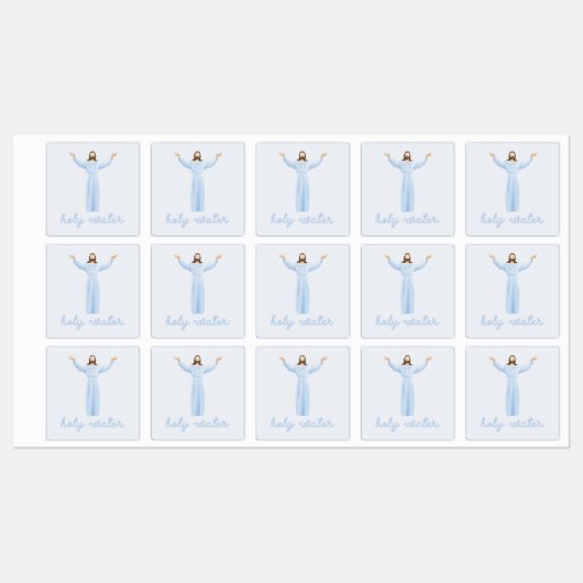 Heiliges Wasser Blau Jesus Christentum Katholik Etiketten (Blatt)