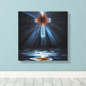 Heiligkreuz, reflektiert auf Wasser Leinwanddruck (Insitu (Holzboden))