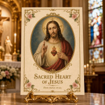 Heiligstes Herz Jesu Florales Gold Vintage